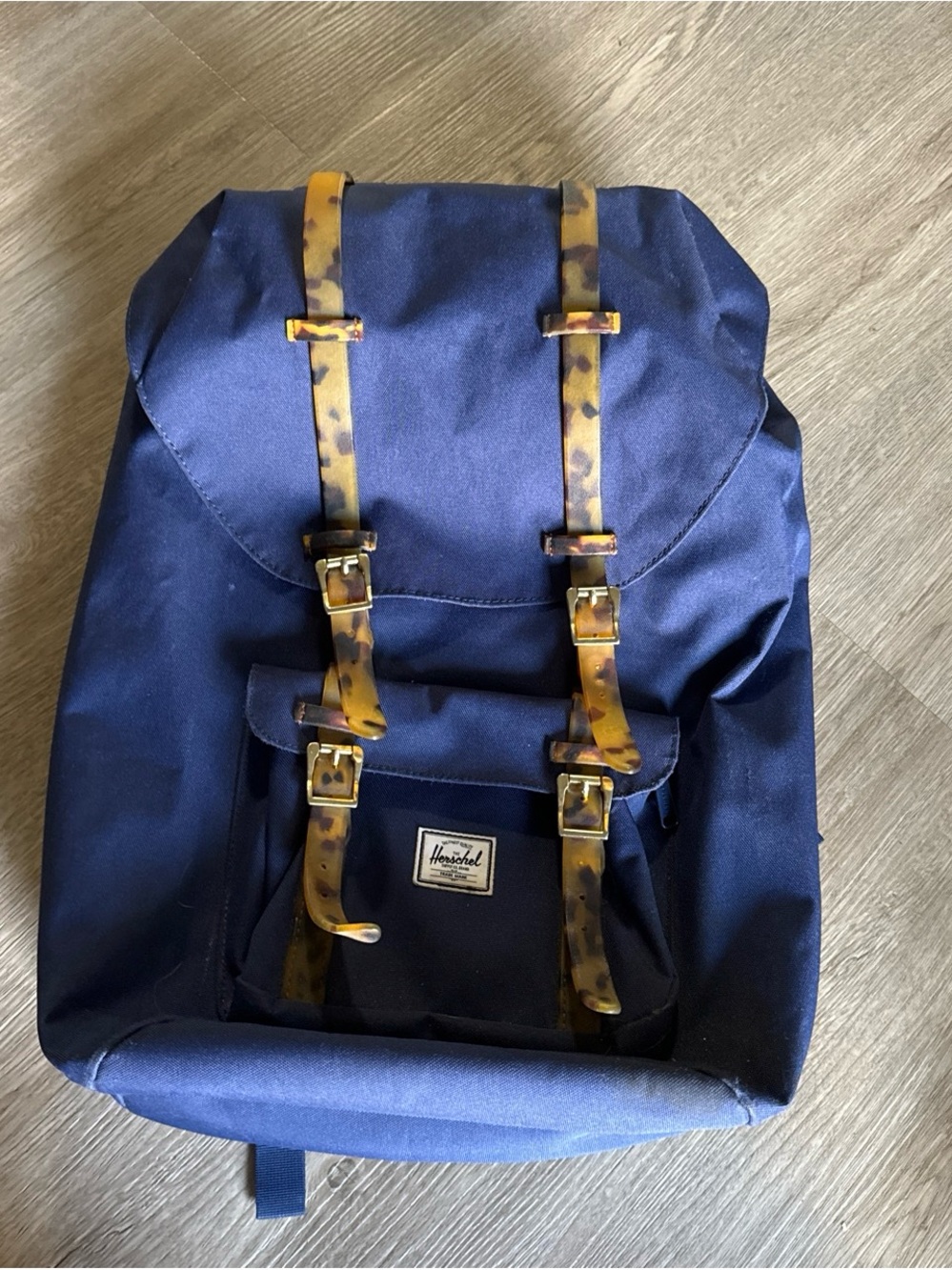 Herschel Supply Company Navy Backpack with Tortoiseshell-Pattern Straps